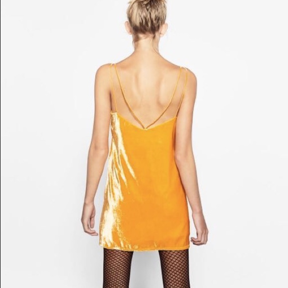 Yellow / Orange Velvet Strappy Zara Slip Dress
